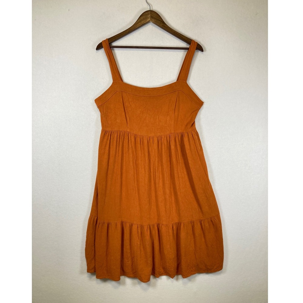 Sun Drenched Boho Gilli Women Lg Burnt Orange Tiered Rayon Babydoll‎ Mini Dress